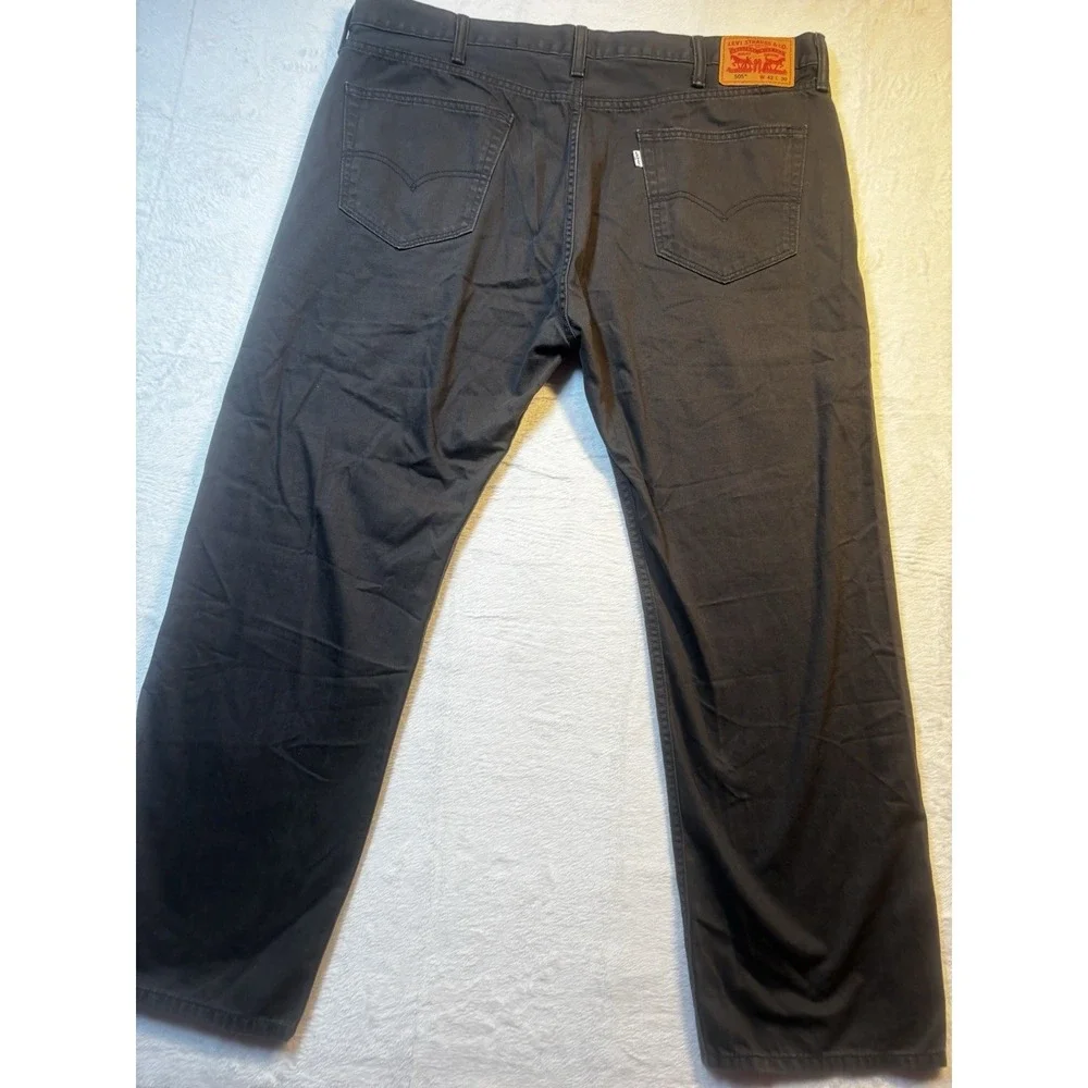 Levi's 505 White Tab Jeans Men's 42x29 Black Straight Rare Zip‎ Classic Fit